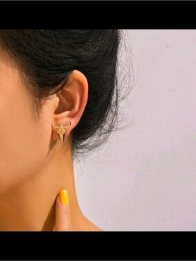 Polished Gold Bull Skull Stud Earrings for Women